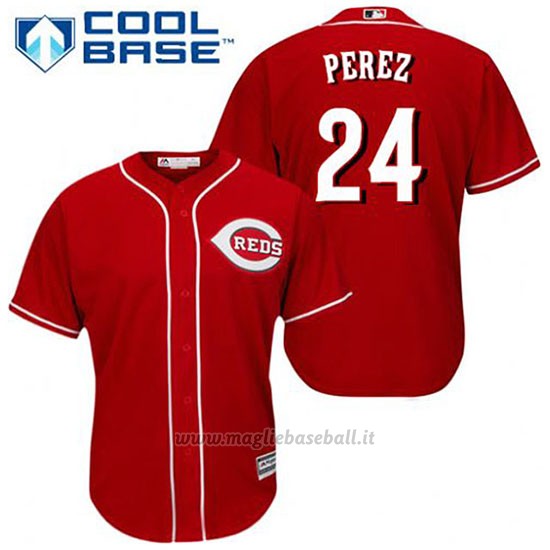 Maglia Baseball Uomo Cincinnati Reds Tony Perez 24 Rosso Alterner Cool Base